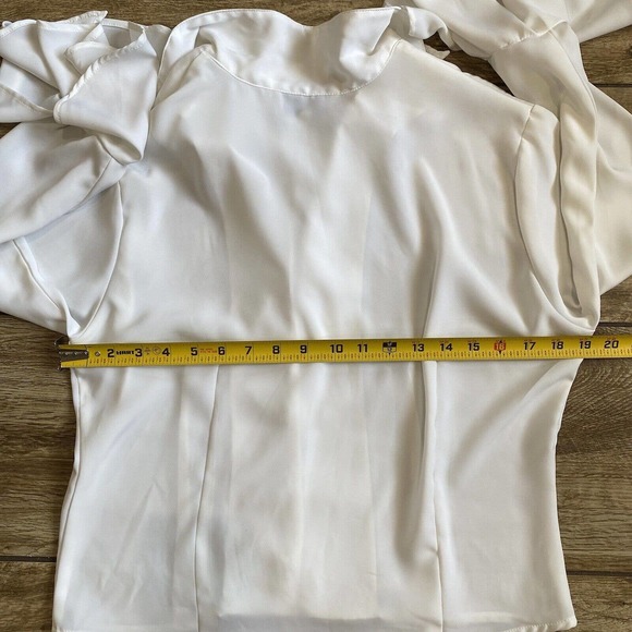 Vintage Ruffle White Blouse Top Ultra-Sexy Hippie Retro size 8 - Picture 4 of 15